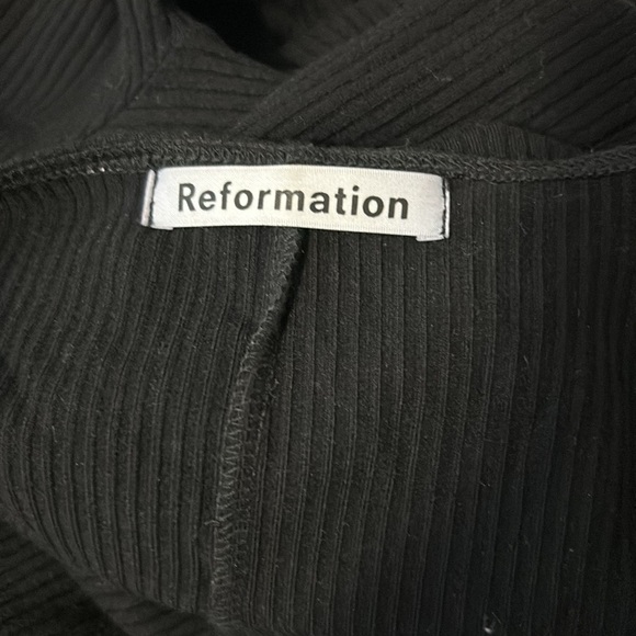 Reformation Polina Long Sleeve Midi Bodycon Dress Black Twist Front Sz XS - Picture 9 of 10